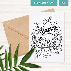 Printable Easter coloring card for kids, Happy easter greeting card, Easter activity for kids affordable, Easter gift for kids school