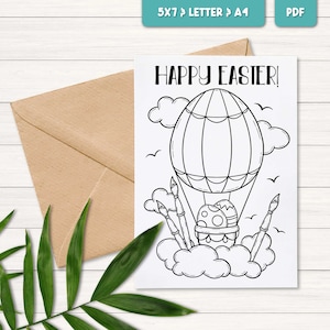 Tarjeta digital de Feliz Pascua, Tarjeta para colorear de Pascua imprimible, Actividad de Pascua para niños asequible, Regalo de Pascua para niños en la escuela