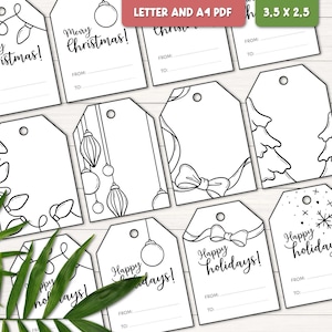 Etiquetas de presentes de Natal para colorir, Modelo de etiquetas de presentes de Natal para imprimir, Atividades de Natal para imprimir para crianças, Etiquetas de presentes para e de
