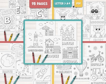 Pedagogiska målarbilder, Utskrivbara målarbilder för barn, Målarbok med fordon, Målarblad med rymden, Målarbilder med skogsdjur