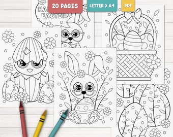 Easter coloring pages for kids, Printable coloring book for kids, Spring coloring sheets, Easter activity for kid, Easter bunny coloring
