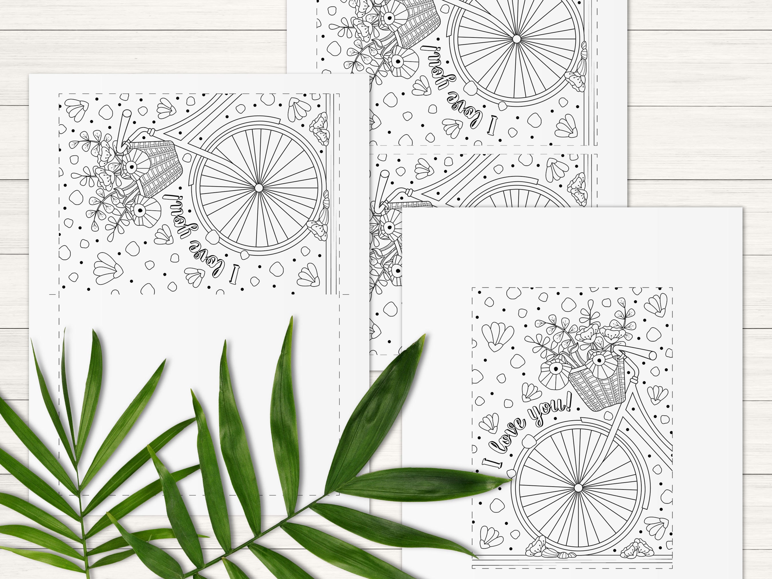 I Love You Card Printable Coloring Greeting Card Flower Card - Etsy