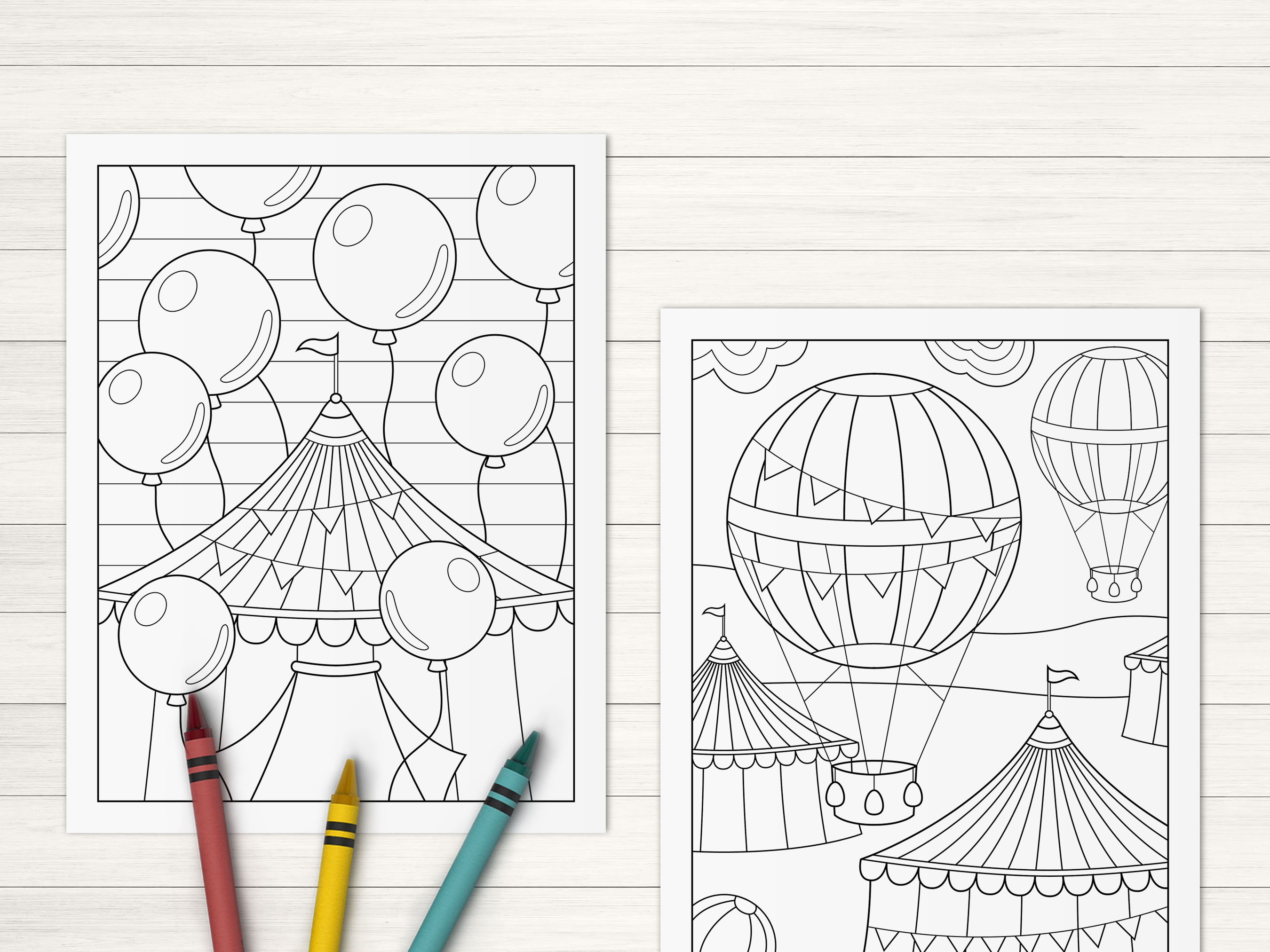 Circus Coloring Pages for Kids Printable, Carnival Party Activity