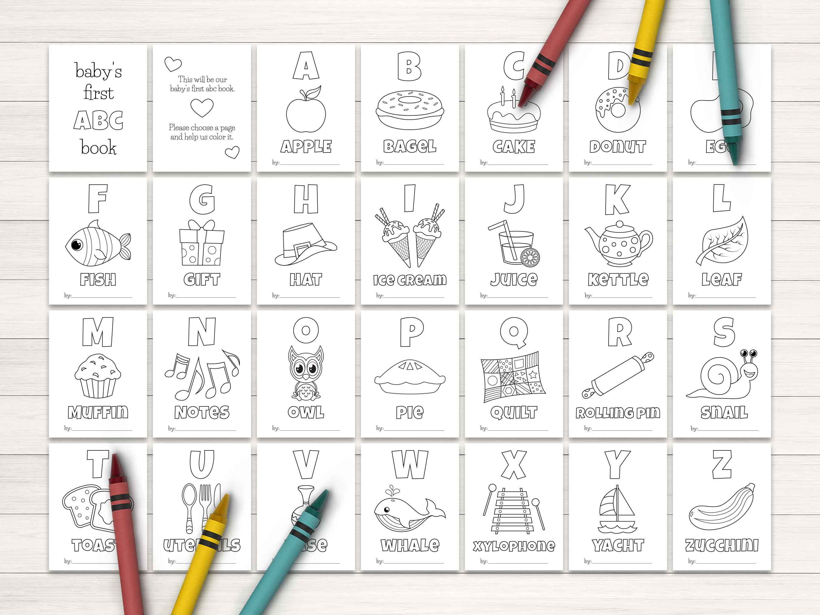 Babys First ABC Book Alphabet Coloring Pages for Kids - Etsy