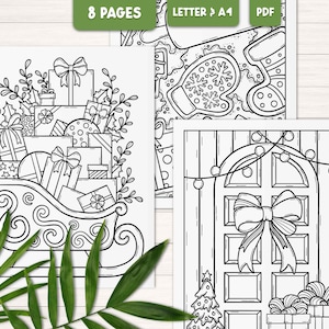 Printable Christmas coloring pages for adults, Holiday coloring book, Winter coloring sheets, Christmas activity printable, Digital download