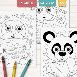 Pagine da colorare per la festa della mamma per bambini stampabili, fogli da colorare per bambini, regalo per la festa della mamma da parte dei bambini, regalo fai da te per la mamma