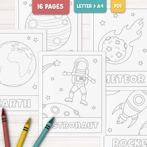 Space Coloring Pages for Kids: Planets & Astronauts (PDF)