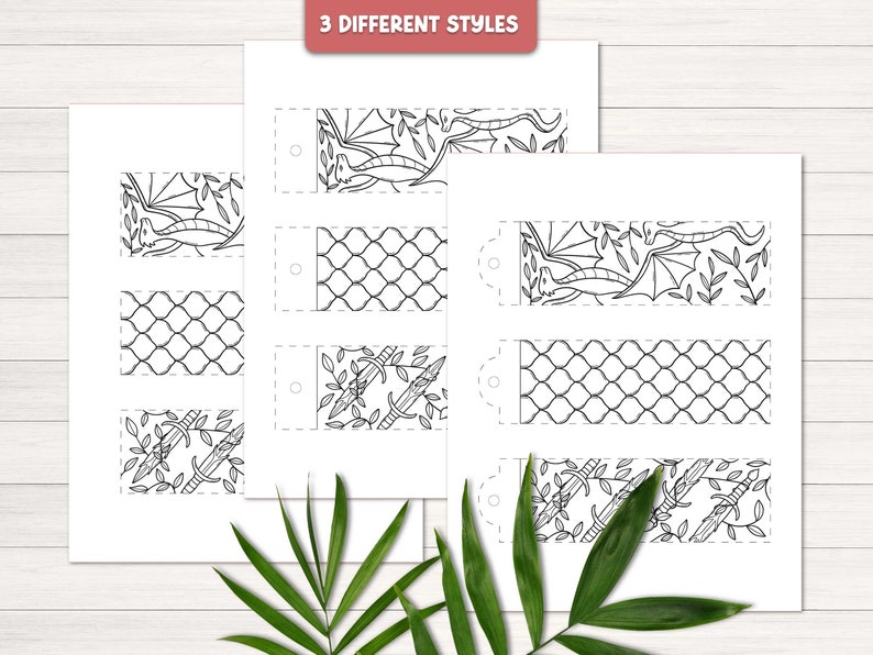 Coloring bookmarks for adults, Fantasy bookmark printable, Dragon bookmark, Digital bookmarks, Fantasy gift for book lovers, Bookmark craft image 6