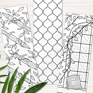 Coloring bookmarks for adults, Fantasy bookmark printable, Dragon bookmark, Digital bookmarks, Fantasy gift for book lovers, Bookmark craft image 3