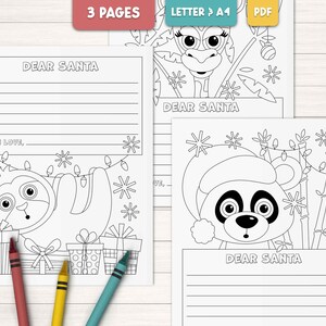 Brief an den Weihnachtsmann ausmalen, Malseiten für Kinder, Lieber Santa Brief zum Ausdrucken, Weihnachtswunschliste Vorlage, Digitaler Download