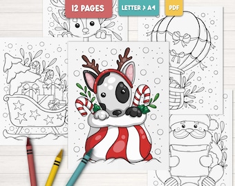 Christmas coloring pages for kids, Printable coloring book, Christmas activity sheets for kids, Santa coloring page, Digital download