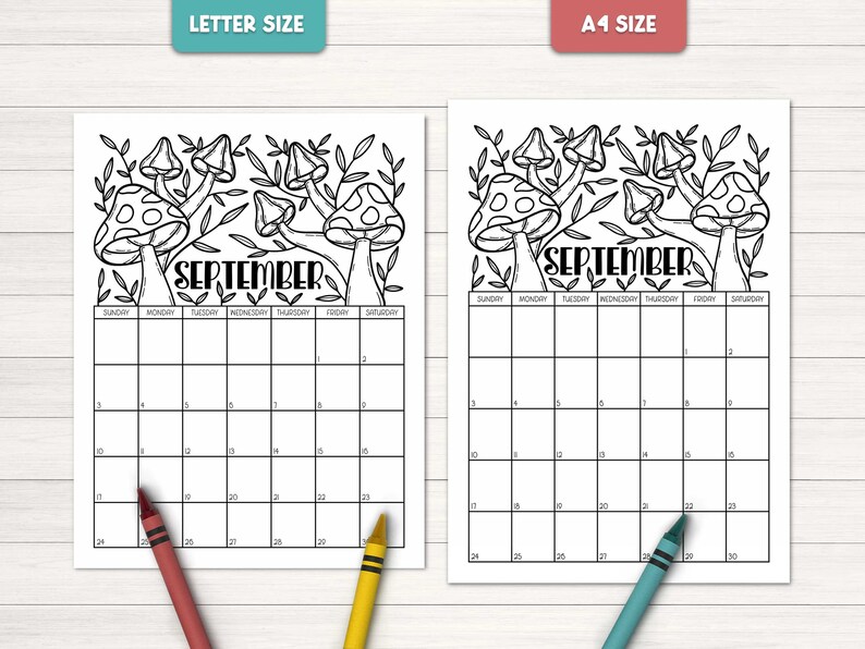 Printable Coloring Calendar for Kids School Year Calendar - Etsy