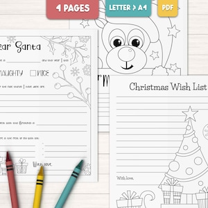 Malvorlage für Kinder, Ausmalseiten zum Ausdrucken, Malseiten für Kinder, Lieber Weihnachtsmann Brief, Malvorlagen für Weihnachten