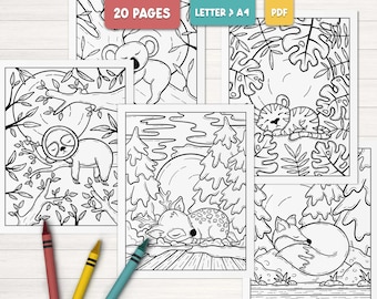 Cute animal coloring pages for kids, Printable woodland animals coloring pages, Jungle animals coloring, Animal coloring book for adults