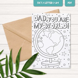 Tarjeta imprimible para el Día del Padre para niños, tarjeta para colorear para el Día del Padre, actividades para niños, regalo imprimible para papá, tarjeta de felicitación para papá
