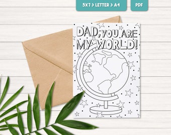 Printable Fathers day card from kids, Fathers day coloring card, Fathers day activities for kids, Printable gift for dad, Dad greeting card