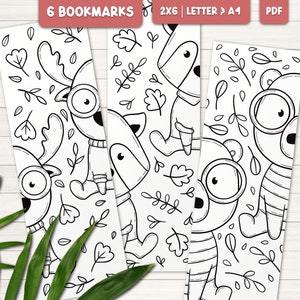Woodland animal coloring bookmarks for kids, Fall bookmarks printable, Bookmarks to color, Kids book activity, Preschool activity printable