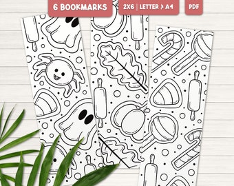 Halloween coloring bookmarks for kids, Halloween cookie bookmark, Printable bookmarks to color, Halloween party favors for kids