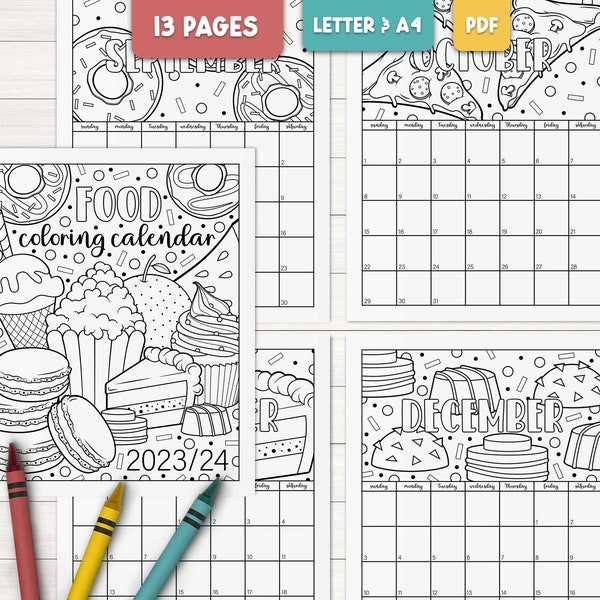 2024 Coloring Calendar Etsy UK
