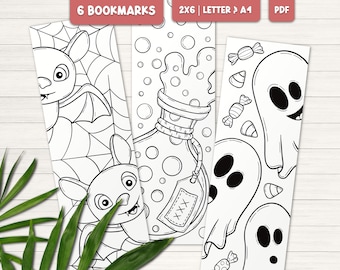 Printable Halloween Coloring Bookmarks: Kids' Activity (Digital Download)