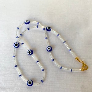 Blue Eye Pearl Necklace Y2k | Nazar Boncuk