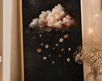 Zestaw do malowania diamentami „Dark Cloud” (11,8 x 15,7 cala) – płótno artystyczne z kryształkami DIY | Nastrojowa dekoracja ścienna | Relaksujący zestaw do rękodzieła dla dorosłych | Wyjątkowy pomysł na prezent