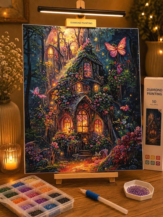 Enchanted Fairy Cottage Diamond Painting Kit – Magical Forest House DIY  Art – Cozy Fantasy Cottage Gift – Butterfly Landscape Wall Decor