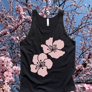 Sakura Flower Print Tank Top, Pretty Flower shirt gift for her, Mother&#39;s Day gift, Spring time bloom, Cherry Blossom shirt