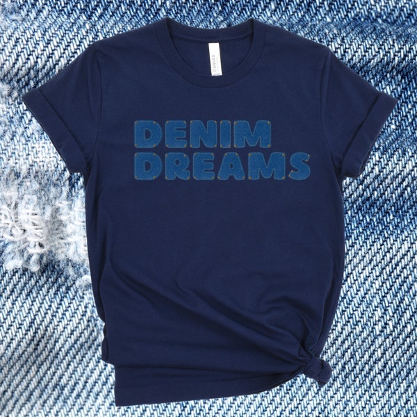 Denim Dreams I love jeans t-shirt, Cute funny denim aesthetic gift for her, casual Friday, weekend vibe ripped jeans and tee shirt girl