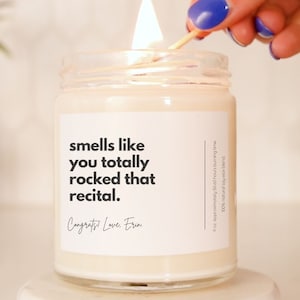 Custom Candle for Musician, Dance Recital Gift, Music Student Performance Gift, Opera Singer Graduation Gift, Piano Recital Teacher Gift