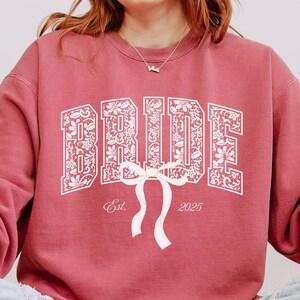 Custom Bride Sweatshirt, Future Mrs. Comfort Colors® Sweatshirt, Coquette Wifey Shirt, Bridal Shower Gift, Bachelorette Tee, Engagement Gift Crimson