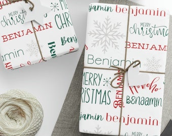 Personalized Christmas Wrapping Paper Roll, Custom Name Wrapping Paper, Holiday Gift Wrap, Elegant Xmas Gift Paper, Unique Christmas Present