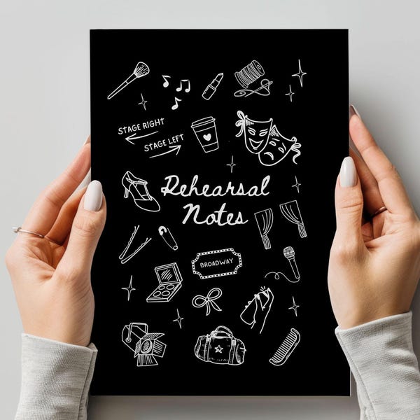 Diario de tapa dura personalizado con notas de ensayo, cuaderno de teatro personalizado, regalo para profesores de teatro, diario infantil de teatro musical, notas de coreografía