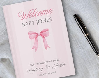 Personalized Baby Shower Guest Book, Custom Guestbook Sign in Journal, Welcome Baby Girl Boy, Advice for New Parents, Memory Keepsake Gift