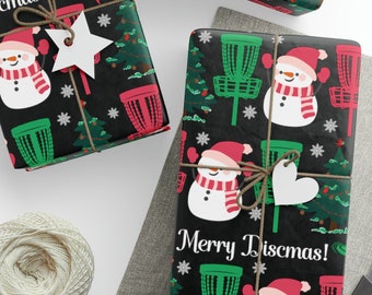 Disc Golf Christmas Wrapping Paper, Disc Golf Gifts, Frisbee Golf Player Gift, Funny Wrapping Paper Roll, Festive Disc Golf Basket Gift Wrap