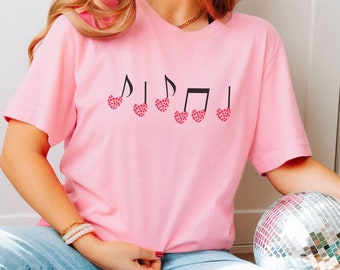 Valentines Day Music Teacher Shirt, Heart Music Notes T-shirt, Valentine Hearts Music Tee, Music Lover Valentines Tshirt, Musician Shirt