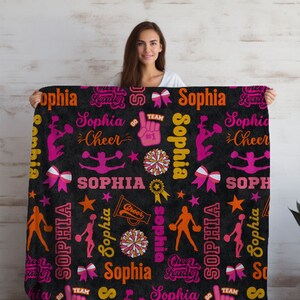 Custom Cheerleader Blanket, Personalized Cheerleading Fleece Throw, Cheer Team Coach Gift, Cheer Mom, Cheer Competition Gift for Daughter