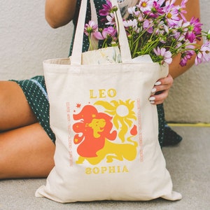 Leo Zodiac Sign Tote Bag - Lion Horoscope Astrology Birthday Gift