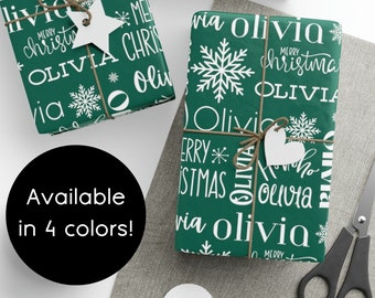 Custom Name Wrapping Paper, Personalized Christmas Wrapping Paper Roll, Holiday Gift Wrap, Elegant Xmas Gift Paper, Unique Christmas Present