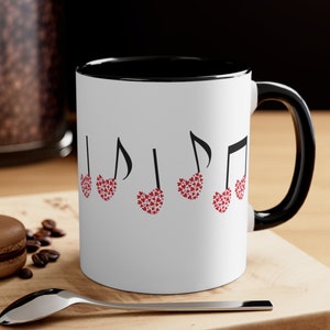 Valentine&#39;s Day Music Teacher Gift, Heart Music Notes Coffee Mug for Piano Teacher, Valentine Gift for Choir Director, Music Lover Gifts