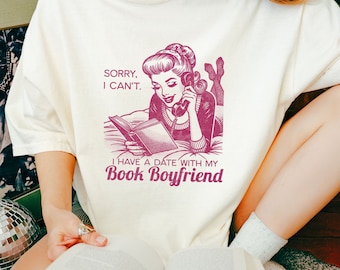 Book Boyfriend Shirt, Bookish Gift for Book Lover, Retro Romance Reader Book Addict Tee, Smut Book Club T-shirt, Booktok Book Girl Summer