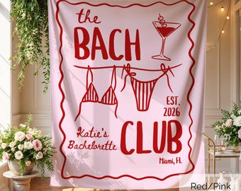 Personalized Bachelorette Banner, Custom Bride Bach Club Backdrop, Bach Party Girls Weekend Decor