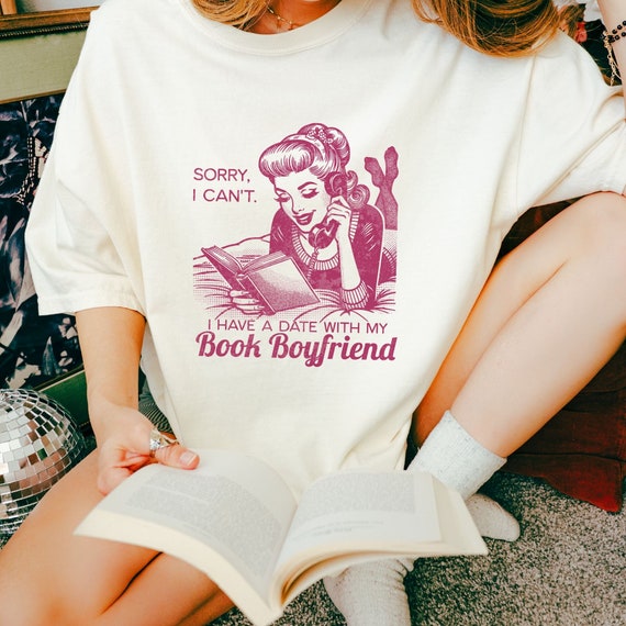 Book Boyfriend Shirt, Bookish Gift for Book Lover, Retro Romance Reader Book Addict Tee, Smut Book Club T-shirt, Booktok Book Girl Summer