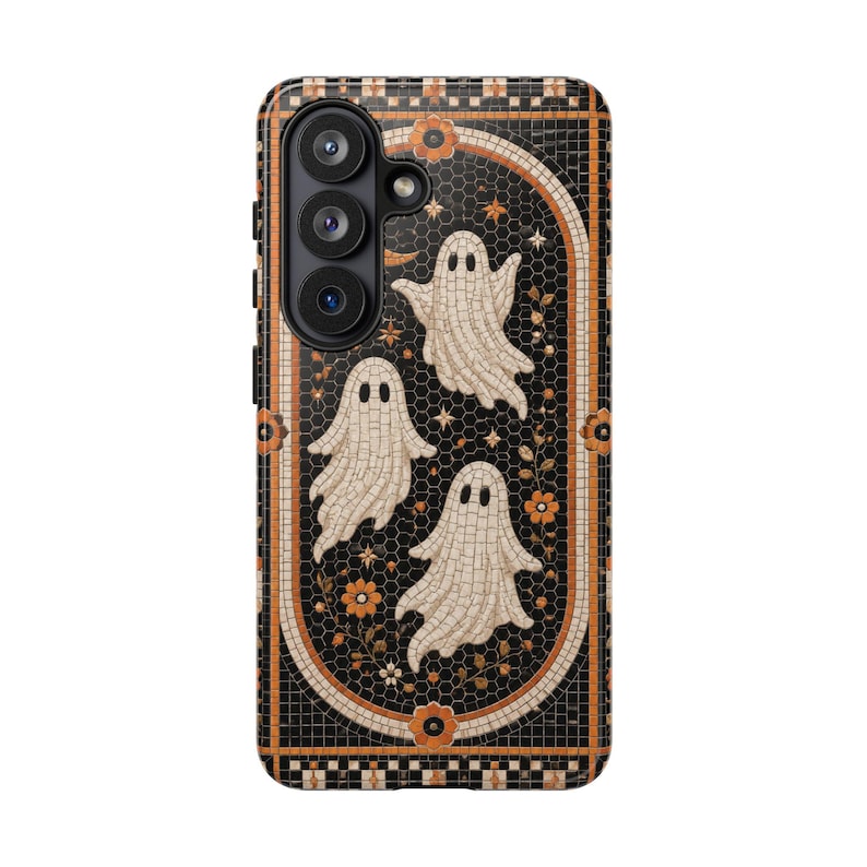 Halloween Ghost Phone Case, Spooky Fall Phone Cover, Faux Bistro Tile Mosaic image 7