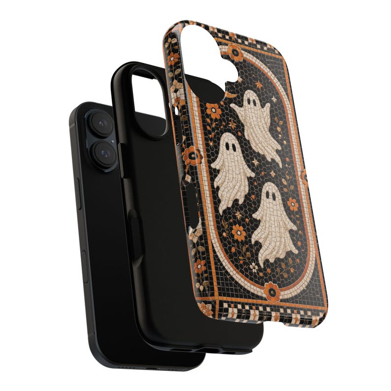 Halloween Ghost Phone Case, Spooky Fall Phone Cover, Faux Bistro Tile Mosaic image 5