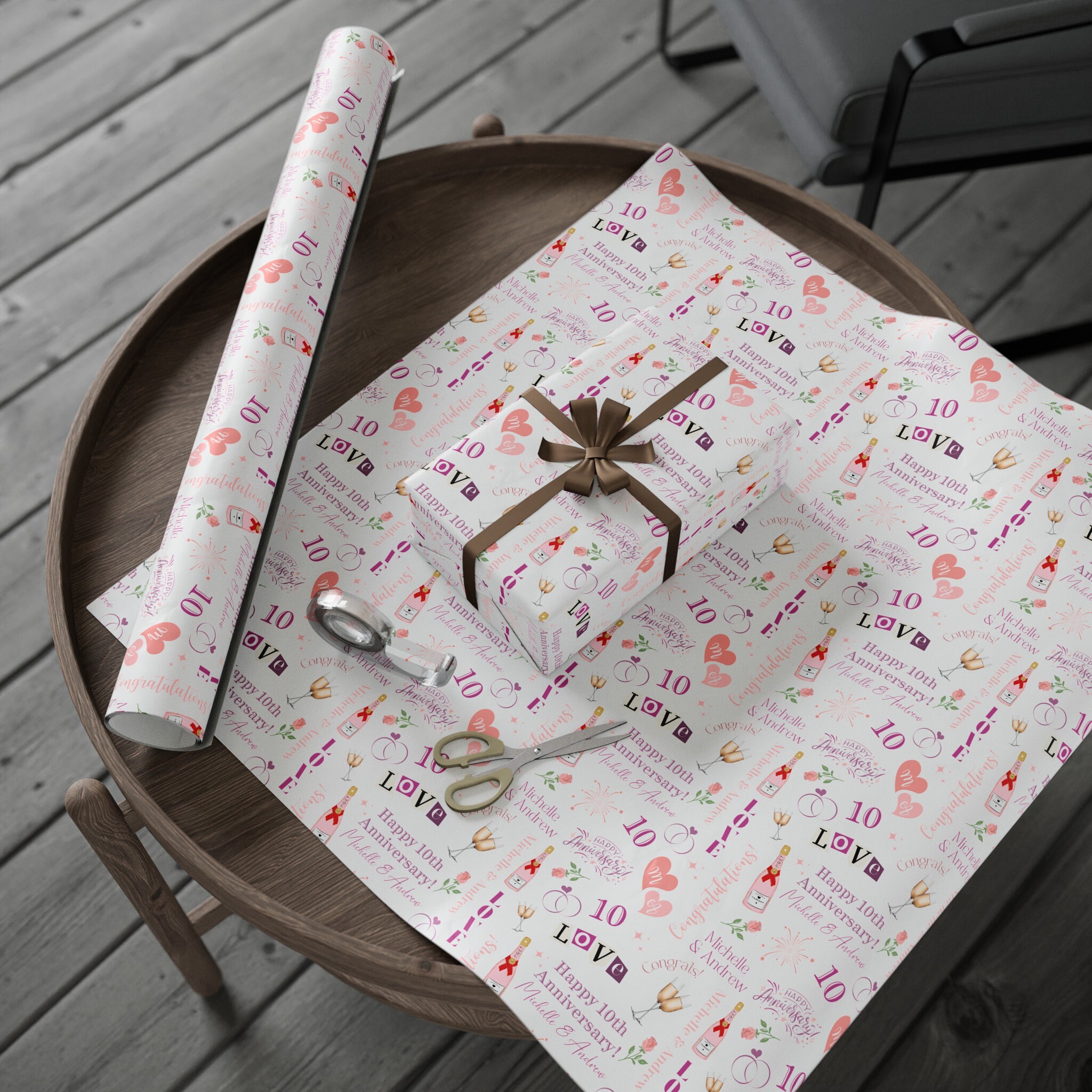 Custom Anniversary Wrapping Paper Roll, Personalized Wedding ...