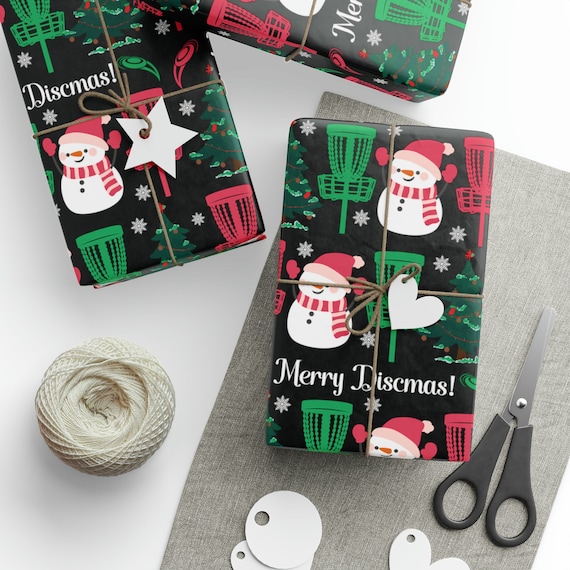 Disc Golf Christmas Wrapping Paper, Disc Golf Gifts, Frisbee Golf Player Gift, Funny Wrapping Paper Roll, Festive Disc Golf Basket Gift Wrap