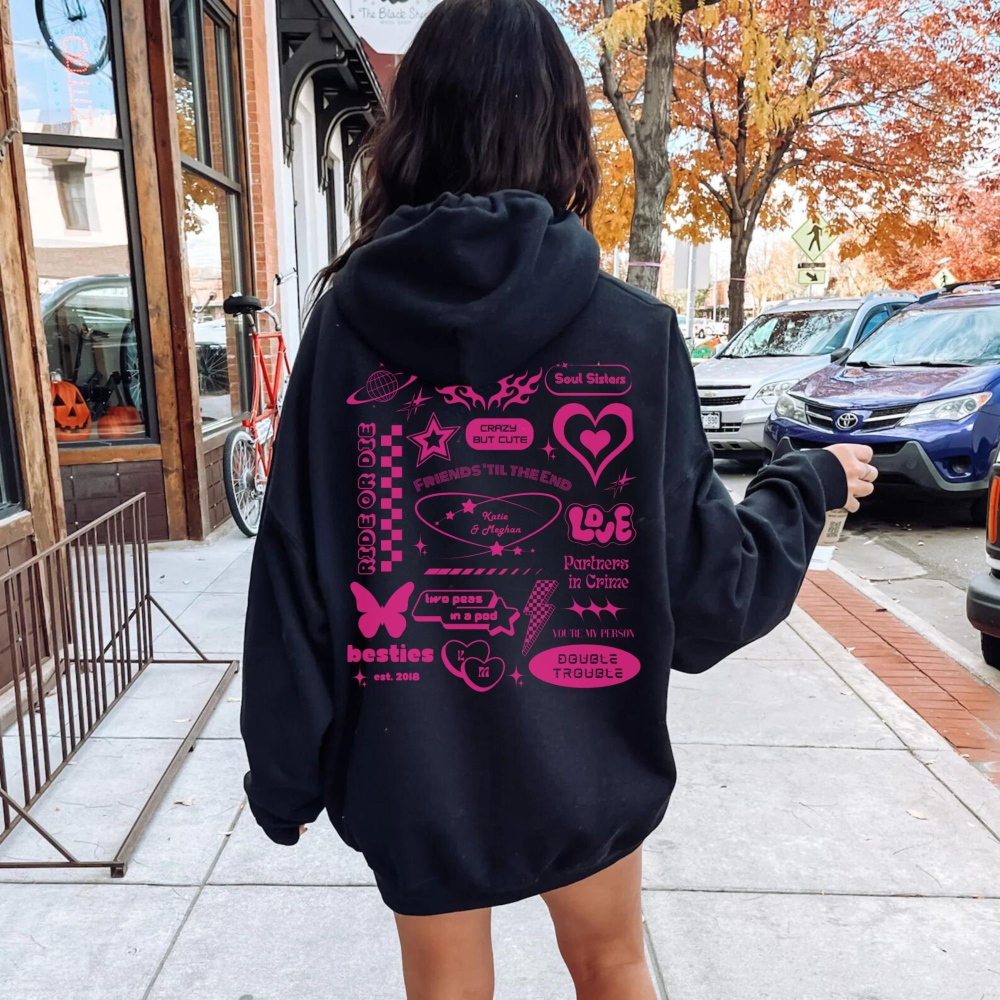 Custom Best Friend Matching Oversized Hoodie, Personalized