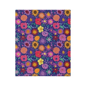 Maximalist Floral Throw Blanket, Dopamine Decor Bold Wildflowers Print Minky Fleece, Boho Cottagecore Mother's Day Gift, Dorm Room Teen Gift image 5