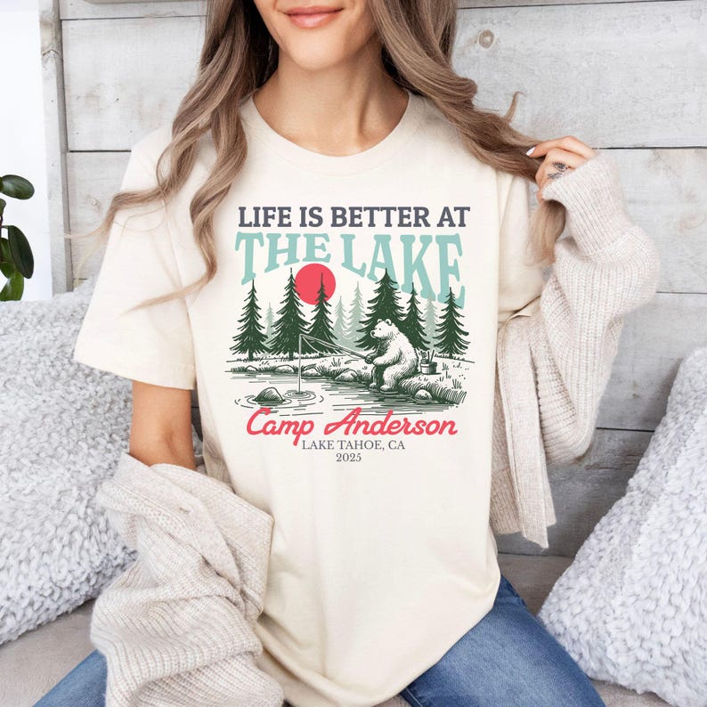 Custom Family Camping Trip Shirt, Personalized Summer Camp Crew Tshirt, Family Reunion Tee, Matching Lake Life Group Shirt, Cabin Crew Gifts Bild 5